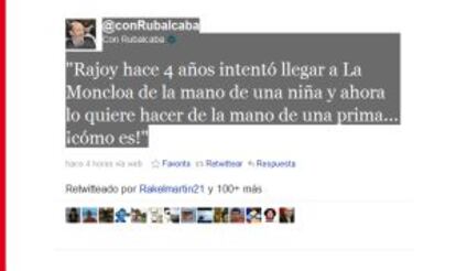 Mensaje de la cuenta oficial de Tiwtter de la campaña de Rubalcaba.