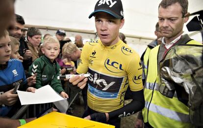 Chris Froome, durante una carrera en Dinamarca el pasado 30 de julio