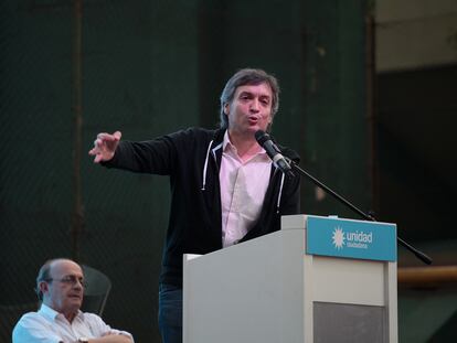 Máximo Kirchner en un acto electoral en Buenos Aires, en 2019.