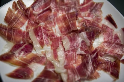 Plato de jamón ibérico.