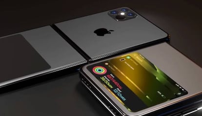 Diseño de concepto de un iPhone plegable.