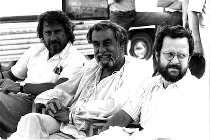 Harvey Keitel, Fernando Rey y Colomo, durante el rodaje.