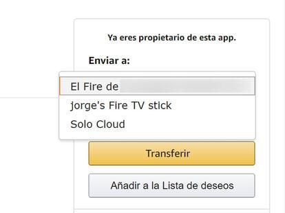 Desde la web de Amazon, en la página de la app o juego que buscamos, podemos enviarlos directamente al Fire TV