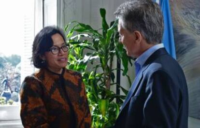 Sri Mulyani Indrawati y Mauricio Macri en Buenos Aires.