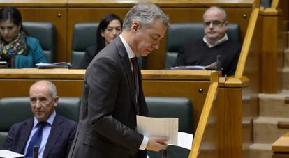 El lehendakari, Íñigo Urkullu, en el pleno de control de este viernes. 