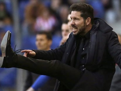 Simeone, durant l'últim Espanyol-Atlètic.
