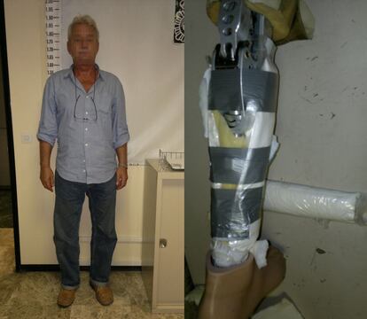 Un ciudadano procedente de Santo Domingo, que había hecho escala de cuatro días en Panamá, y que supuestamente iba de vacaciones a Coruña, rellenó todos los posibles huecos de su pierna izquierda (ortopédica) con envoltorios de cocaína.
