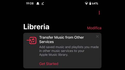 mensaje importar listas Apple Music