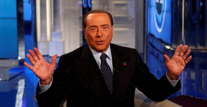 El ex primer ministro de Italia Silvio Berlusconi, este miércoles, durante una comparecencia en televisión.