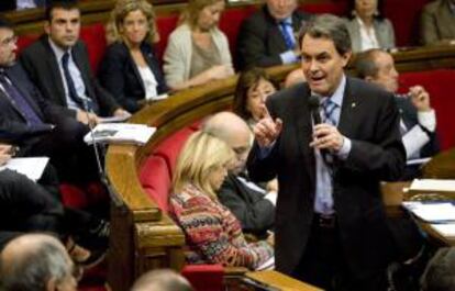 Artur Mas, durante su intervención en el pleno del Parlamento catalán.