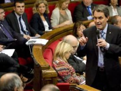 Artur Mas, durante su intervención en el pleno del Parlamento catalán.