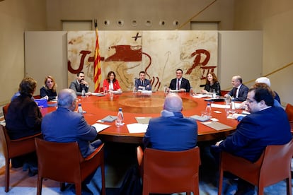 Un momento de la reunión del Consell Executiu. EFE/Quique García
