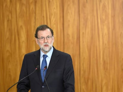 Spanish Prime Minister Mariano Rajoy in Brasilia on Monday.