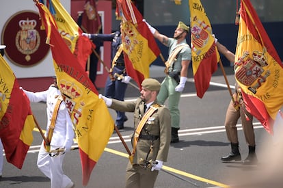 Army troops participate in the parade.