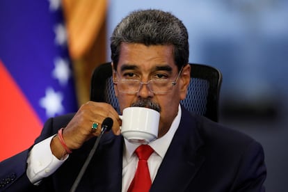 El presidente venezolano, Nicolás Maduro, durante una rueda de prensa en el palacio de Miraflores, en Caracas.