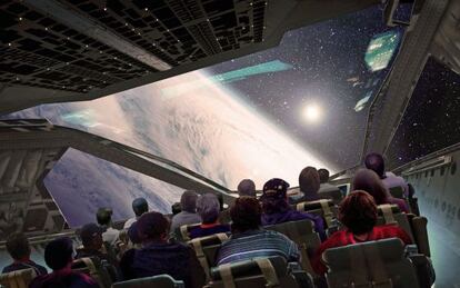 Recreación de una de las atracciones del futuro Paramount Park de Alhama de Murcia, presentado en Fitur