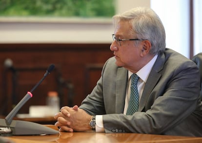 El mandatario mexicano Andrés Manuel López Obrador, en Palacio Nacional, Ciudad de México, este viernes.