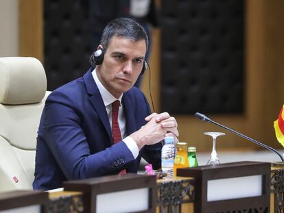 Pedro Sánchez, durante su participación en la cumbre de Mauritania.