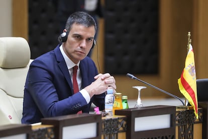 Pedro Sánchez, durante su participación en la cumbre de Mauritania.