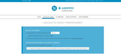 Asepeyo. Introduce tus datos y calcula tus gastos. Para ello, debes visitar el siguiente enlace: http://www.autonomos.asepeyo.es/calculadora.html 