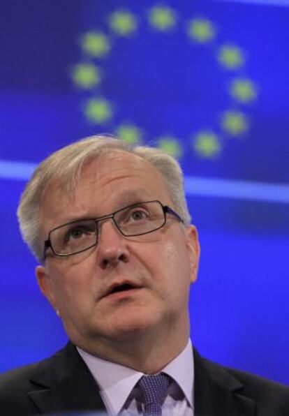 El comisario europeo de Asuntos Econ&oacute;micos, Olli Rehn, en la sede de la CE en Bruselas.