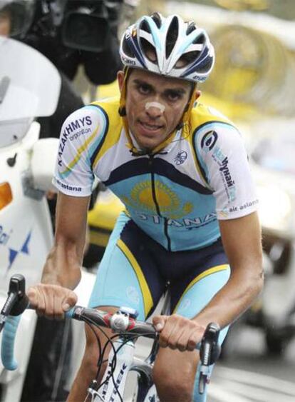 Alberto Contador, en pleno esfuerzo.