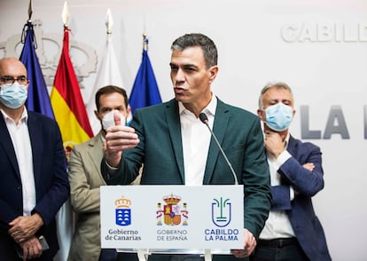 El presidente del Gobierno, Pedro Sánchez, este viernes en La Palma.