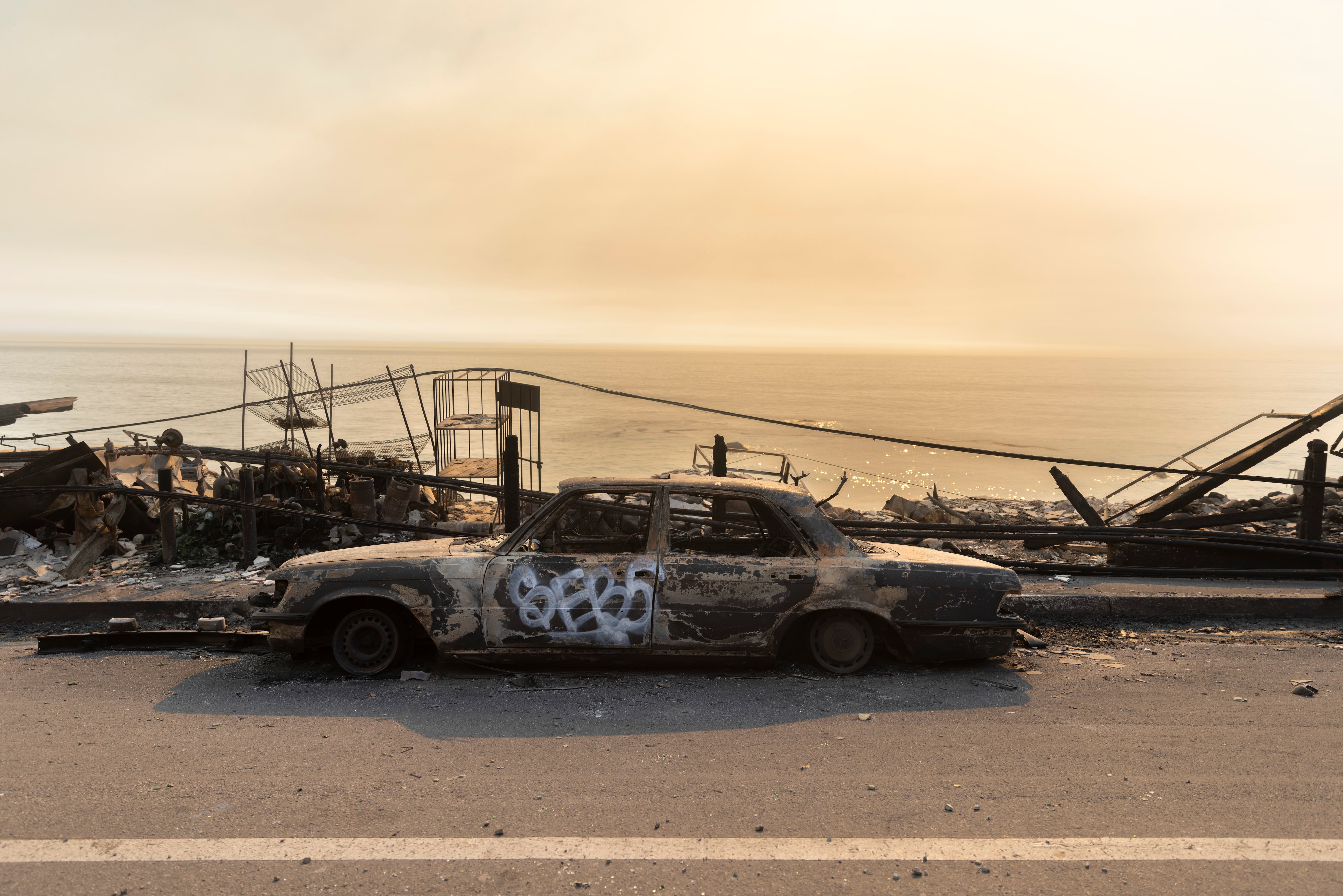 Zona destruida por el fuego en el incendio de Malibu, el 9 de enero de 2025. 