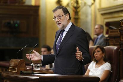 El presidente del Gobierno en funciones, Mariano Rajoy  en el Congreso de los Diputados. 