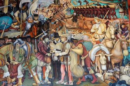 Un mural del mexicano Diego Rivera en el Palacio Nacional.