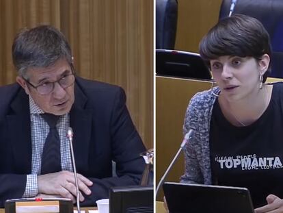 Patxi López y Marta Rosique este martes en la Comisión de Reconstrucción en el Congreso.