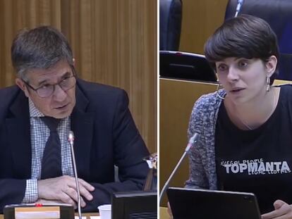 Patxi López y Marta Rosique este martes en la Comisión de Reconstrucción en el Congreso.