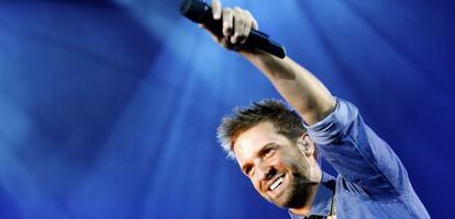 Pablo Alborán, anoche en su concierto en el Palacio de los Deportes de Madrid.