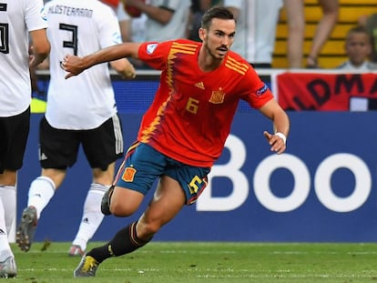 Fabián celebra su gol a Alemania en la final de la Eurocopa Sub-21.