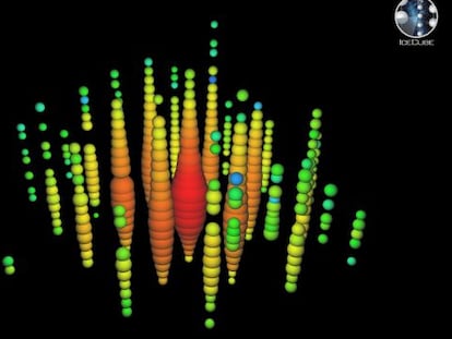 Neutrino registrado no observatório IceCube, na Antártida