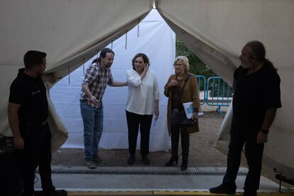 Ada Colau, Pablo Iglesias and Manuela Carmena in an event to establish Podemos as a political party.