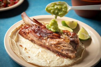 Taco de costilla de la taquería El Gran Abanico, en Ciudad de México el 5 de mayo del 2025