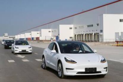 Model 3 de Tesla en su fábrica de Shanghái (China).