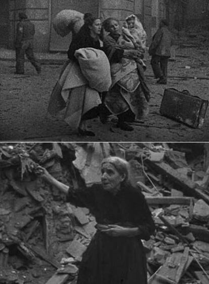Dos imágenes de la película-documental <i>Noticias de una guerra. </i>