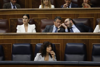 Sesión plenaria en la que se debate la proposición de ley contra el proxenetismo en el Congreso de los Diputados este martes.