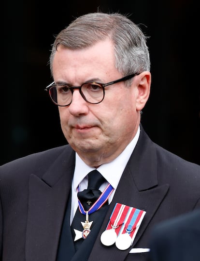 Edward Young, Elizabeth II's private secretary, during the funeral service for the monarch at St George's Chapel, Windsor Castle, on September 19, 2022.