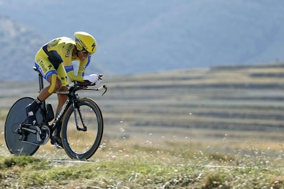 El ciclista Alberto Contador (Tinkoff) durante la contrarreloj de la décima etapa de la Vuelta a España 2014.