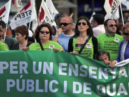 Cabeza de la manifestaci&oacute;n de interinos de Valencia. 