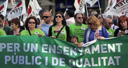 Cabeza de la manifestación de interinos de Valencia.