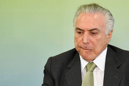 El presidente brasile&ntilde;o Michel Temer, en una ceremonia el 29 de junio