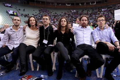 Los fundadores de Podemos, en el primer congreso del partido en Vistalegre (2014).