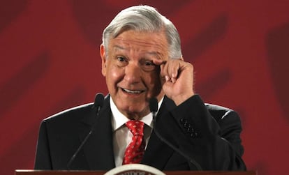 El presidente de México, López Obrador, en una conferencia de prensa. 