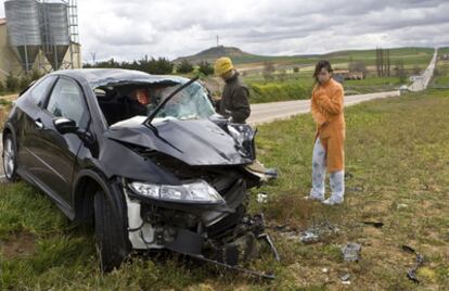 Estado en el que quedó un vehículo implicado en un accidente de tráfico en Zamora, el pasado sábado.