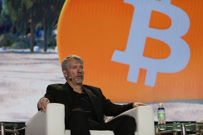 El cofundador de Strategy, Michael Saylor, en una charla durante la Bitcoin Convention en 2021.