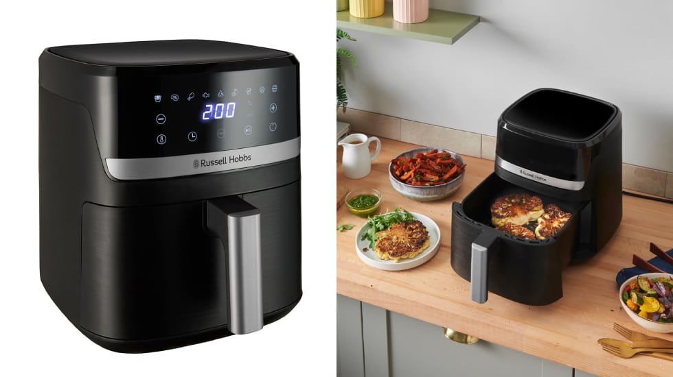 Freidora de aire Rusell Hobbs con 5,5 litos de capacidad.